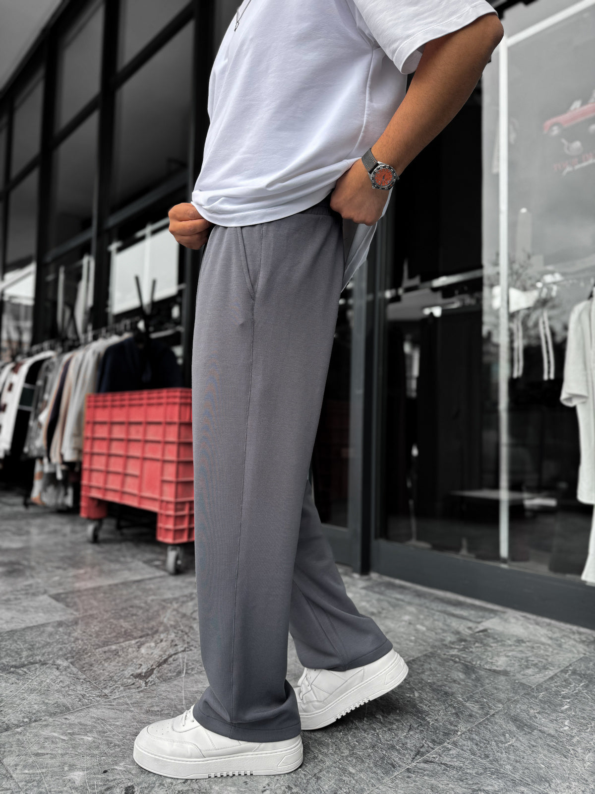 Anthracite Lycra Baggy Sweatpants