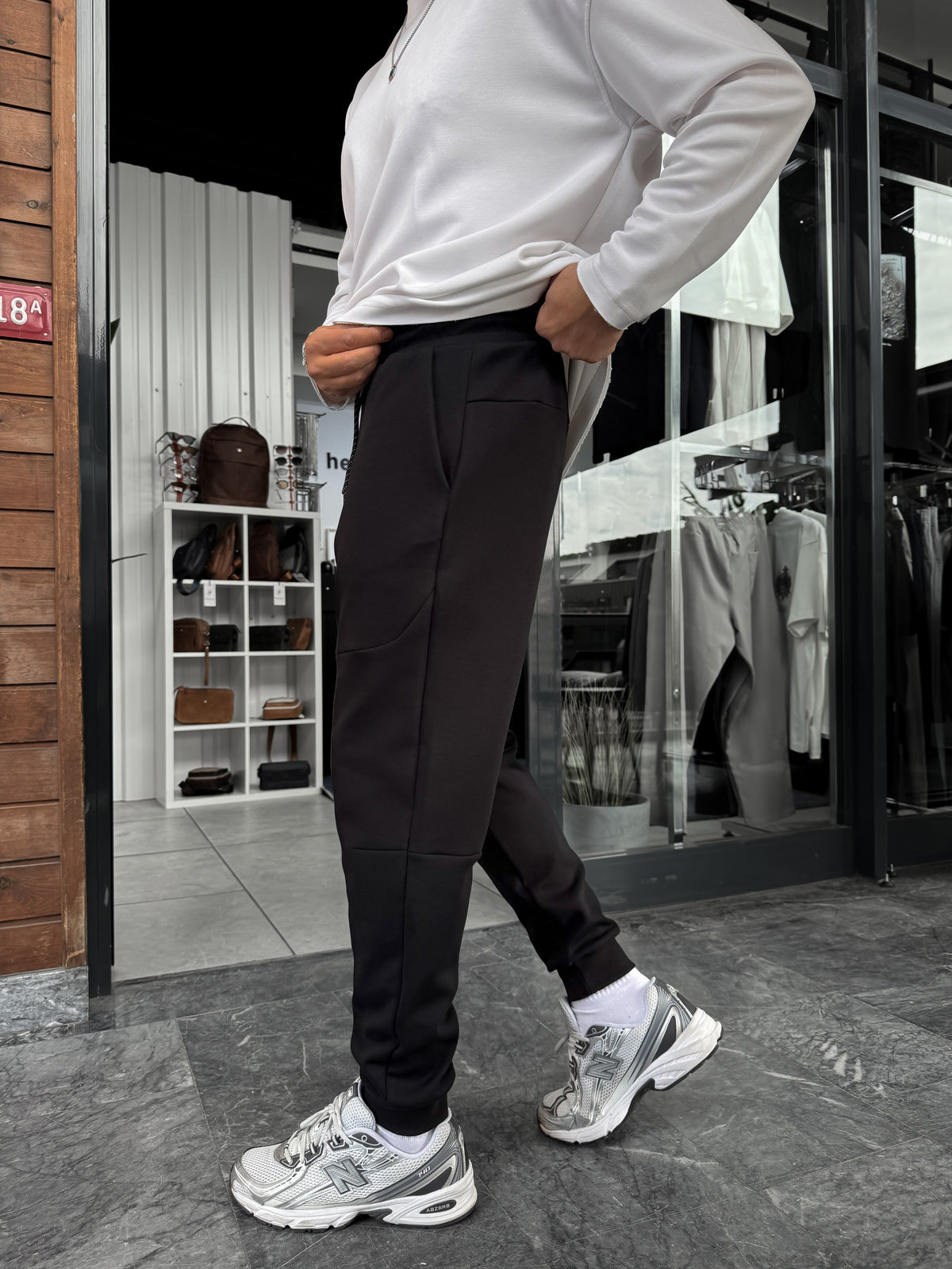 Ribbed Basic Sweatpants with Side Zippers