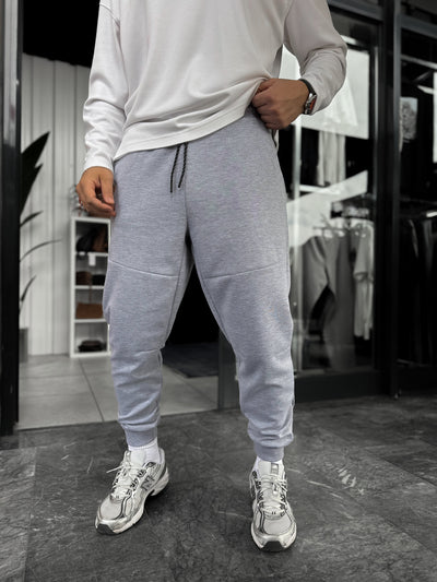 Ribbed Basic Sweatpants with Side Zippers
