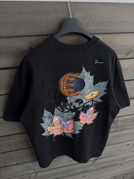 Black Leaf Patch Oversize T-Shirt