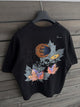 Black Leaf Patch Oversize T-Shirt - 1