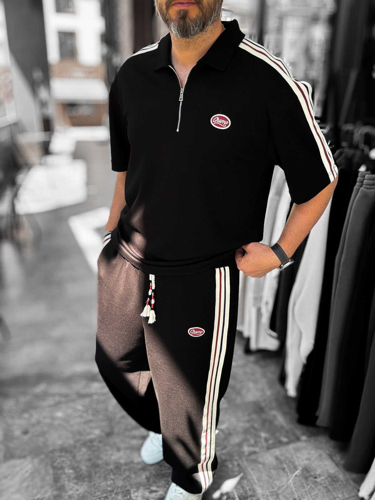 Black Champ Half-Zip T-Shirt