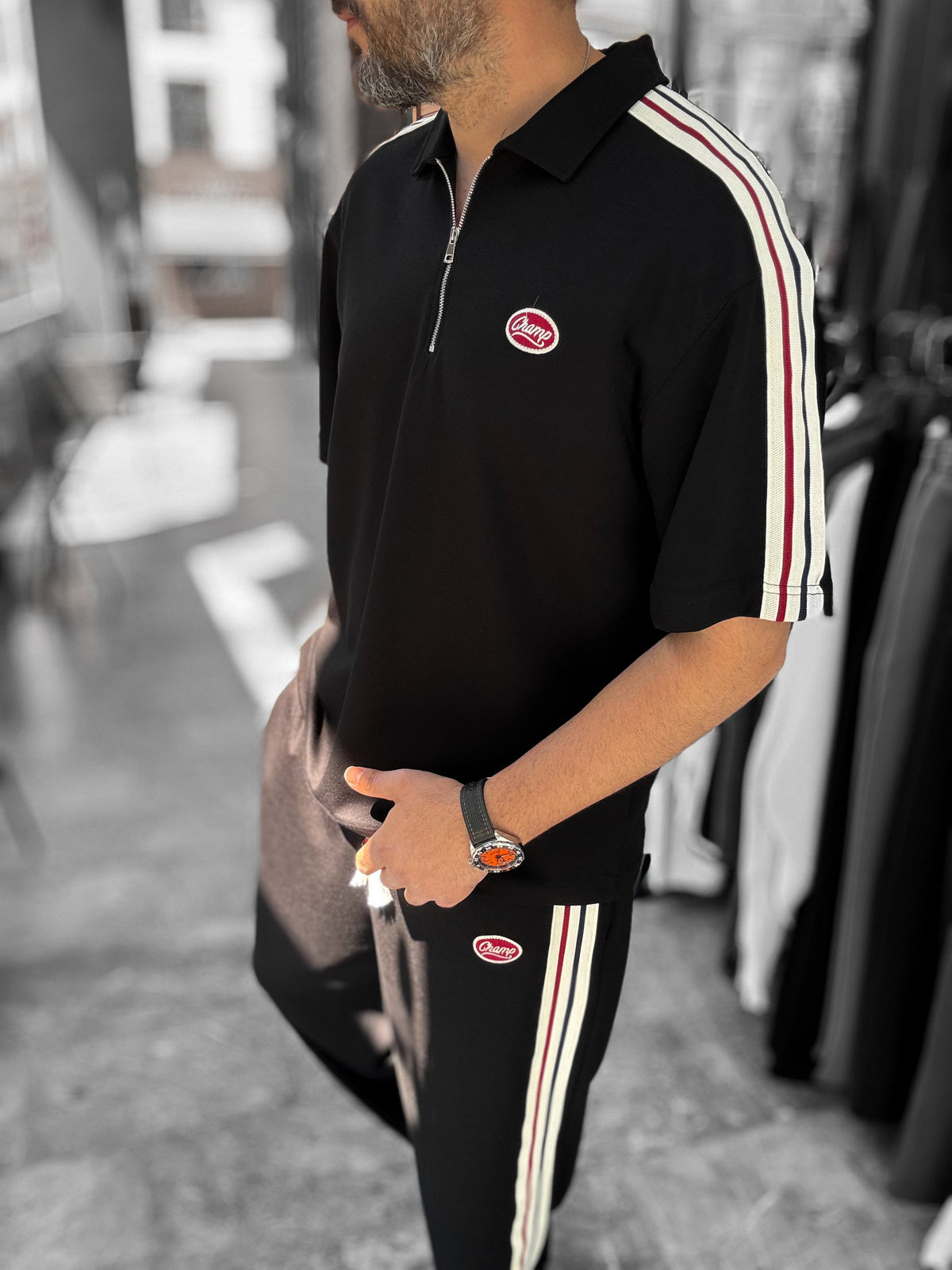 Black Champ Half-Zip T-Shirt