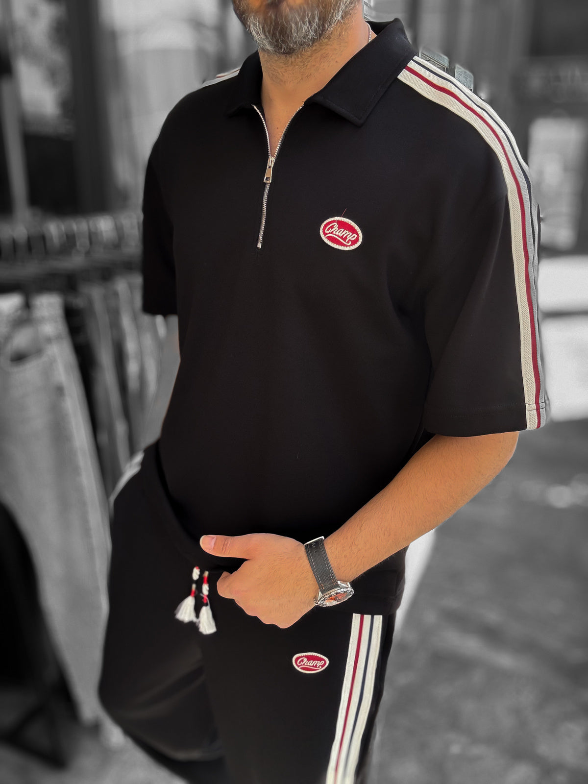 Black Champ Half-Zip T-Shirt