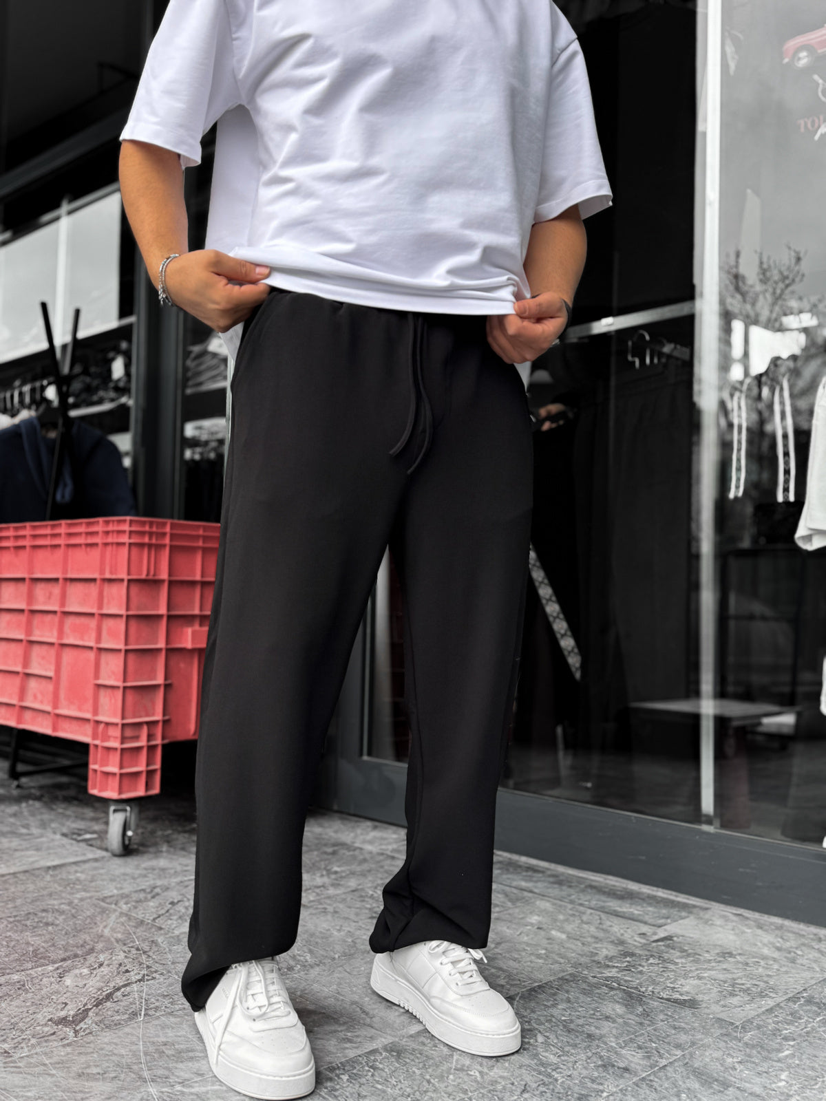 Black Lycra Baggy Sweatpants