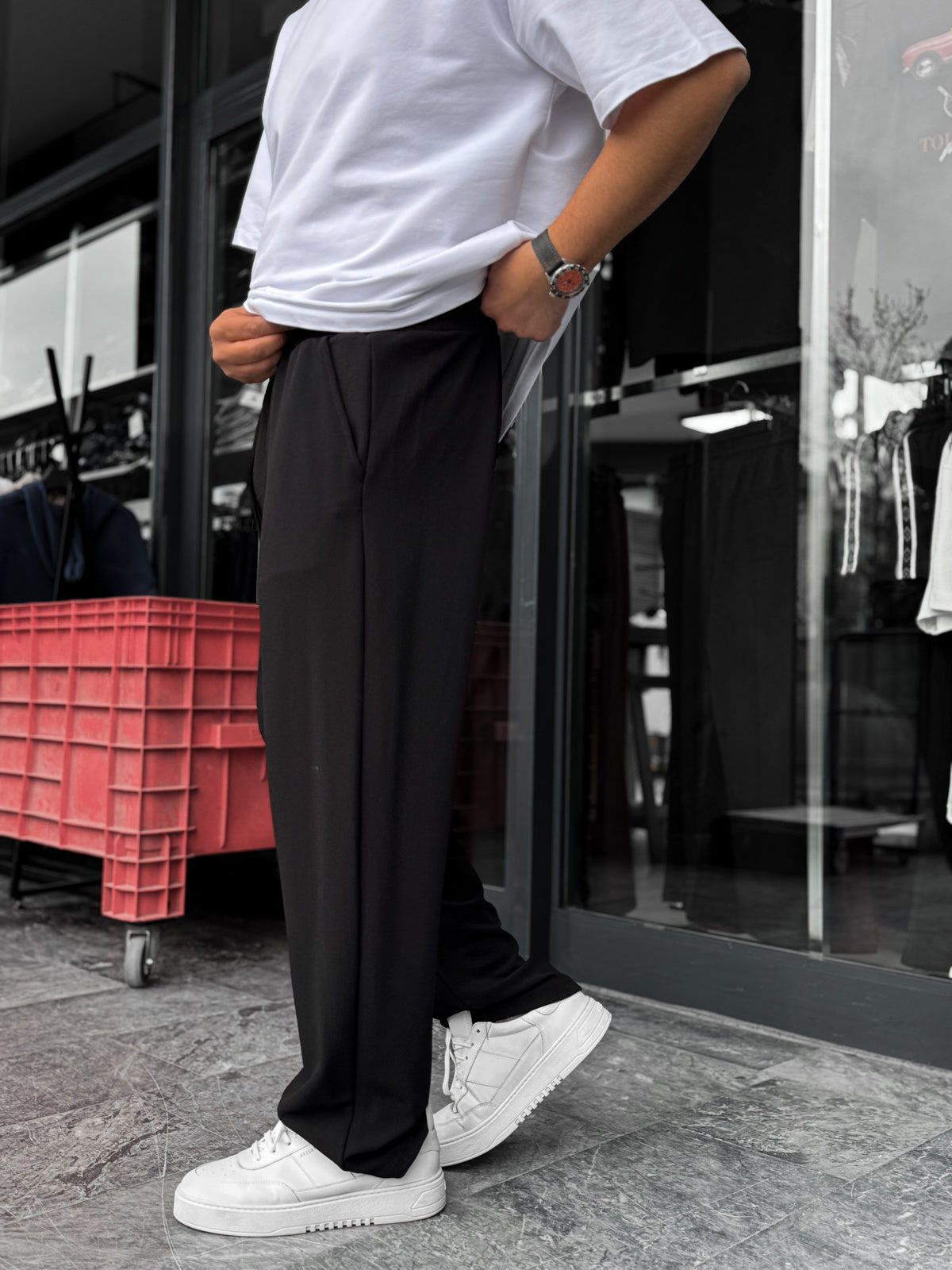 Black Lycra Baggy Sweatpants