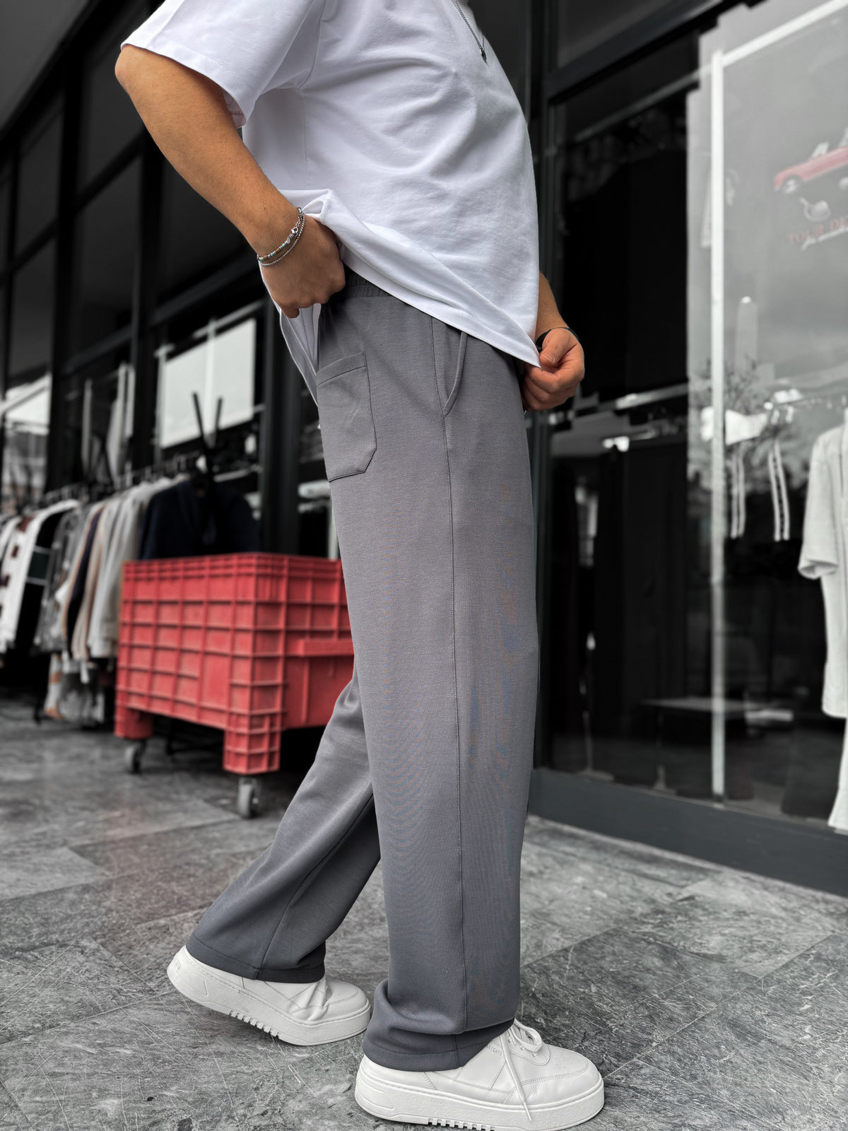 Anthracite Lycra Baggy Sweatpants