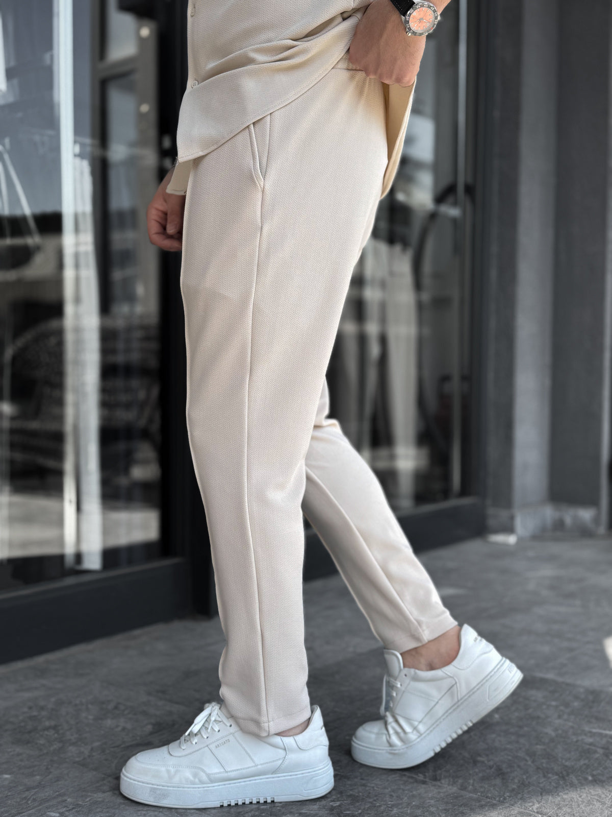 Front-Seam Drawstring Trousers