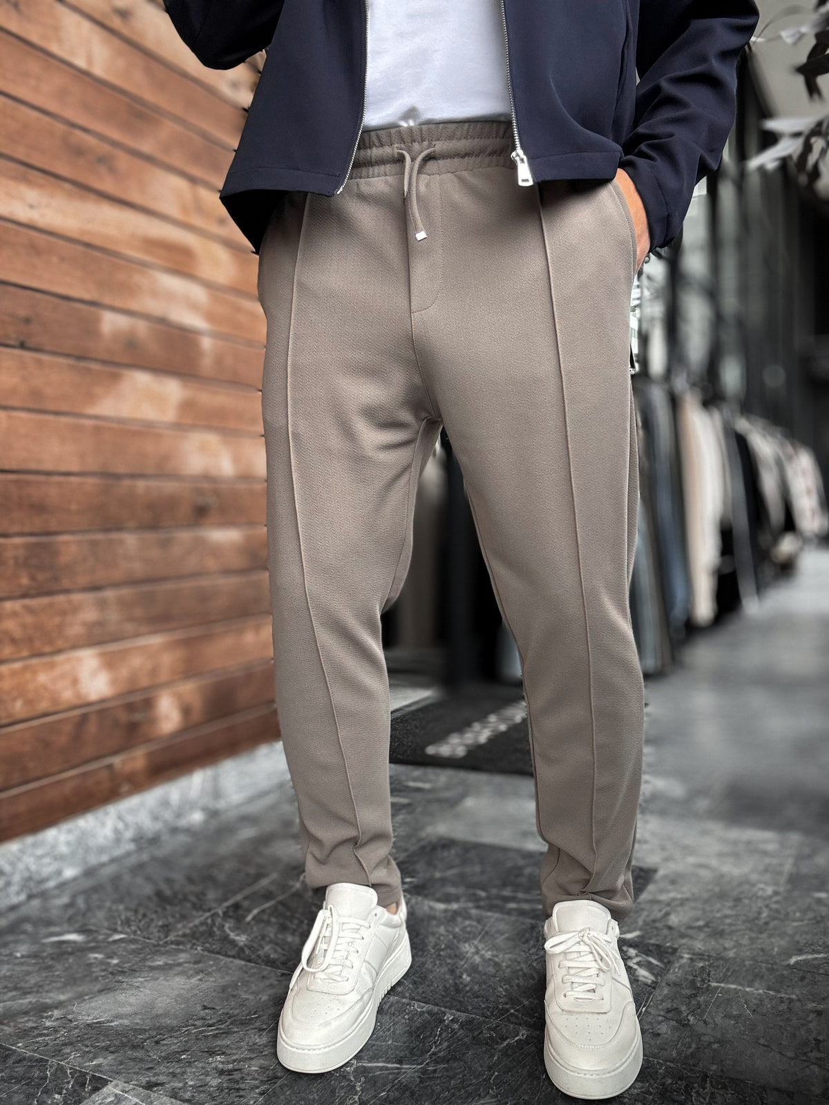 Front-Seam Drawstring Trousers