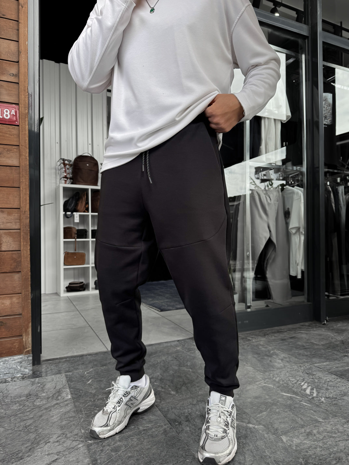 Ribbed Basic Sweatpants with Side Zippers