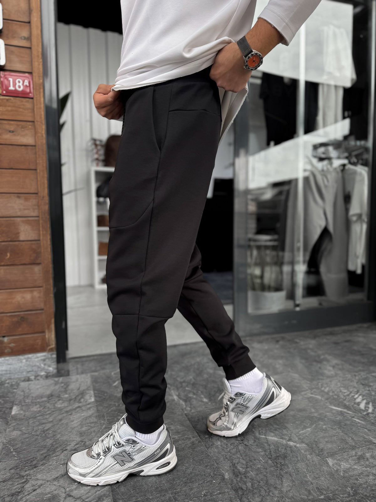 Ribbed Basic Sweatpants with Side Zippers
