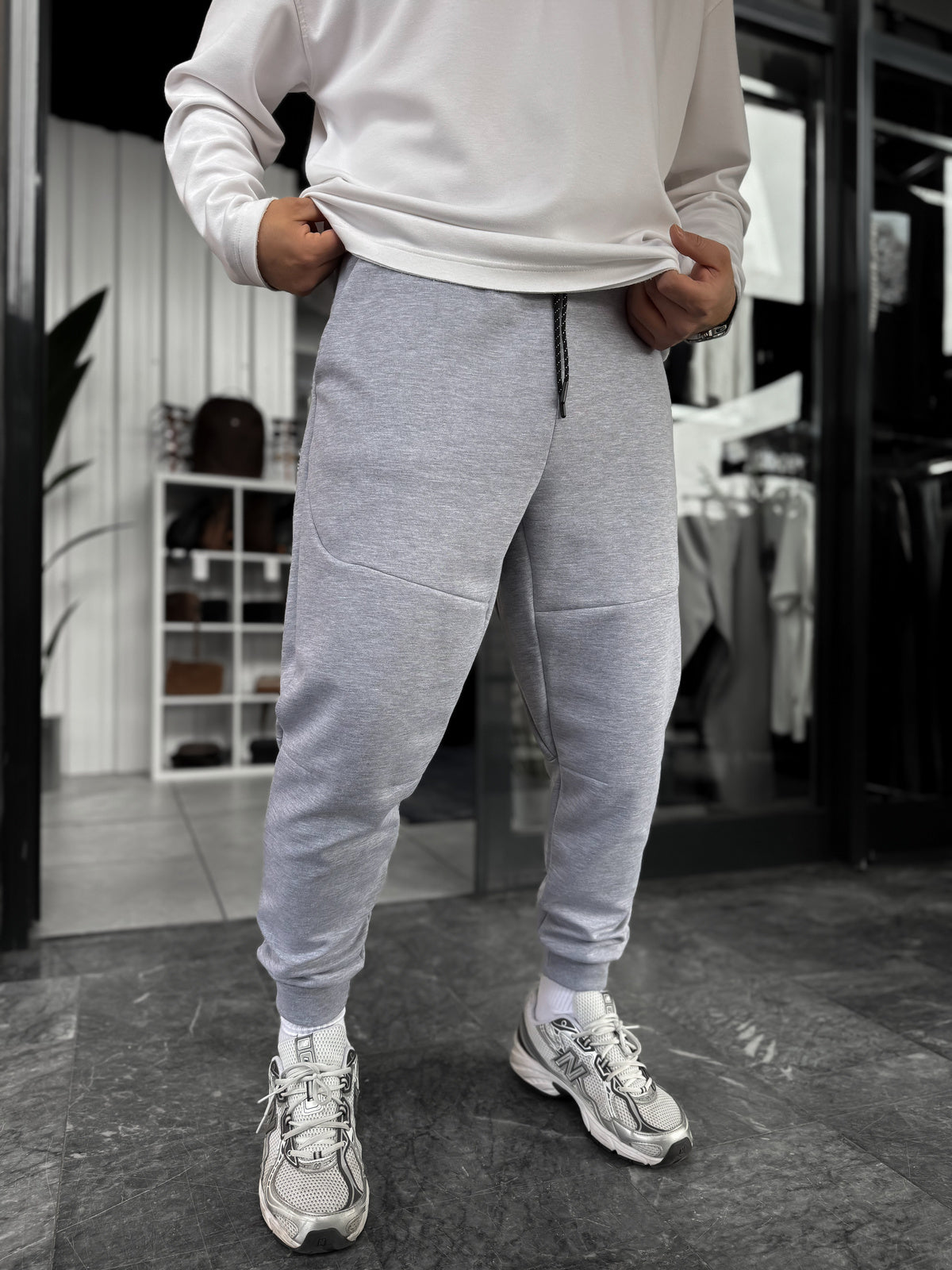 Ribbed Basic Sweatpants with Side Zippers