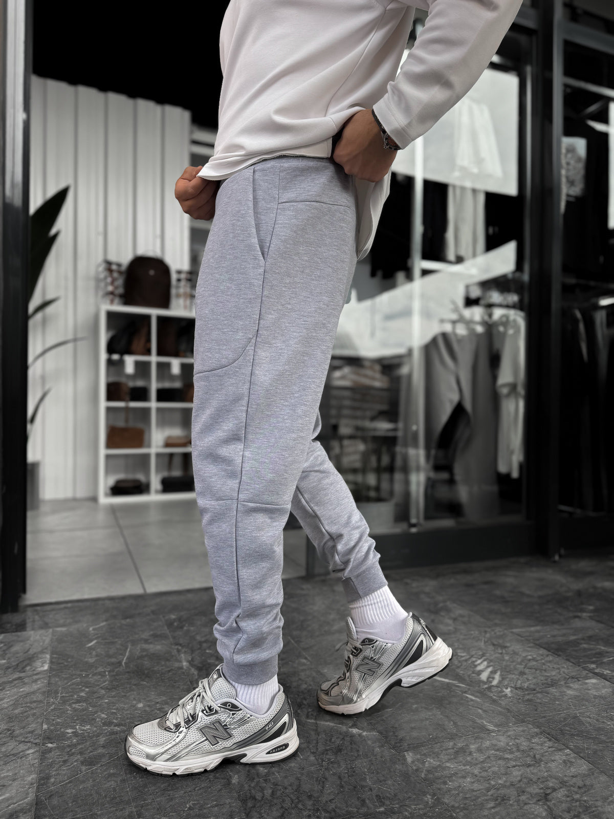 Ribbed Basic Sweatpants with Side Zippers