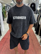 Stronger Print Washed Boxy Fit T-Shirt - 4