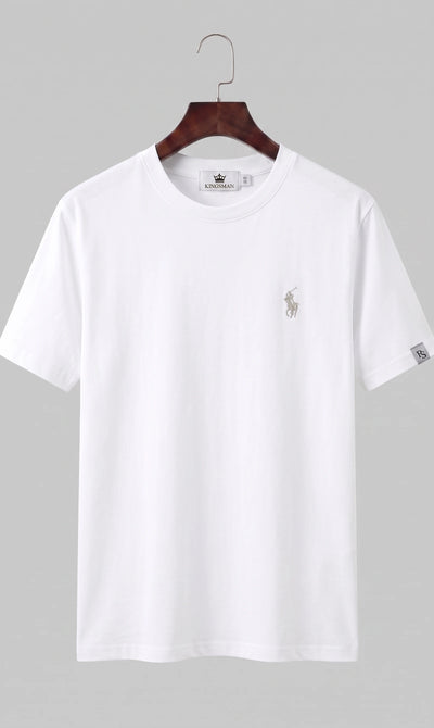 Crew Neck T-Shirt with Subtle Embroidery