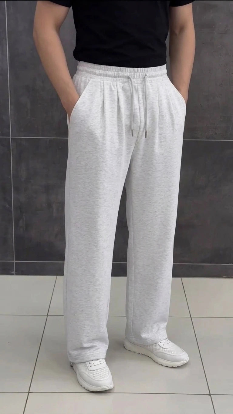 Light Heather Gray Pleated Sweatpants