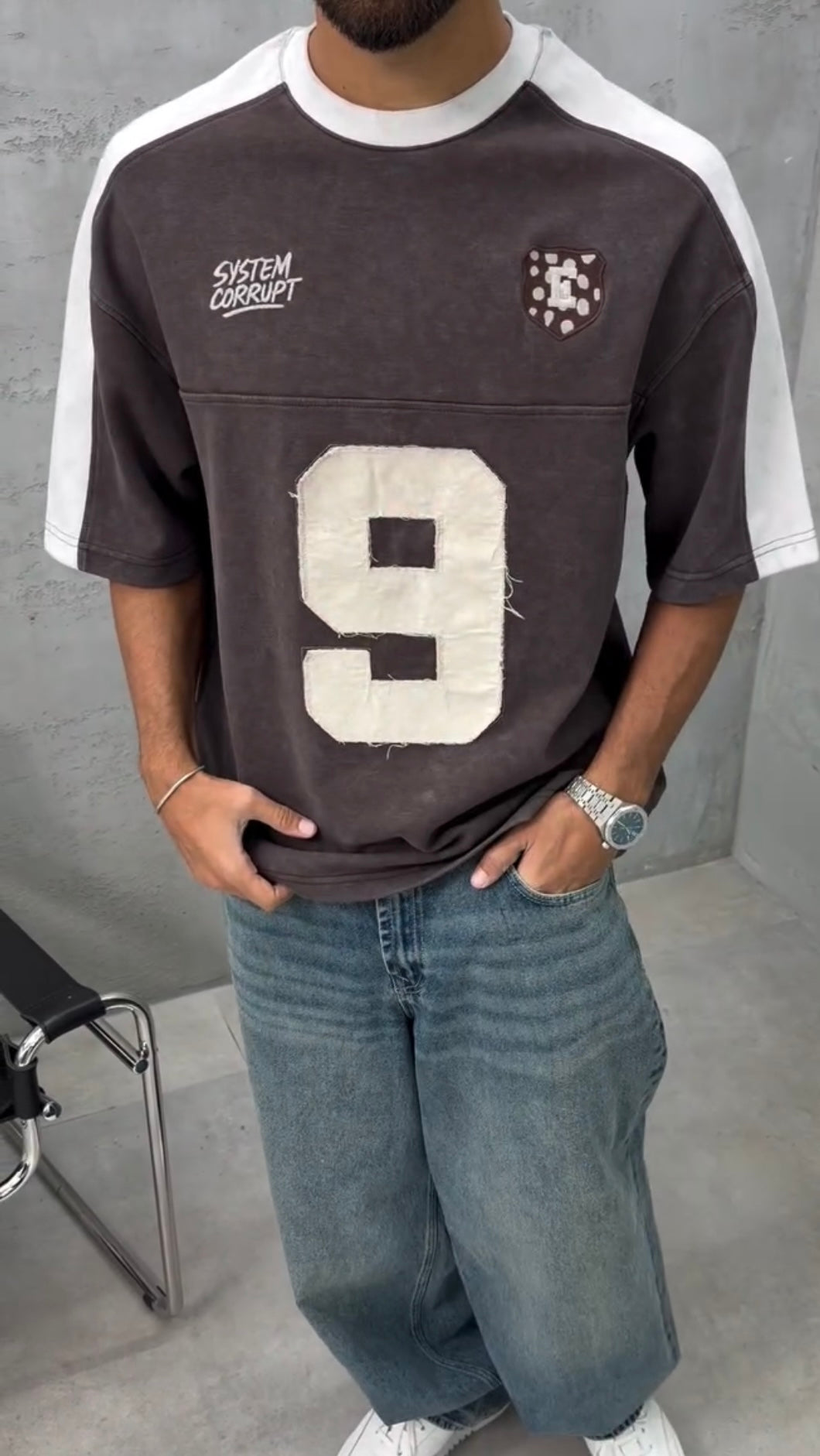 Vintage No. 9 Oversized Varsity T-Shirt