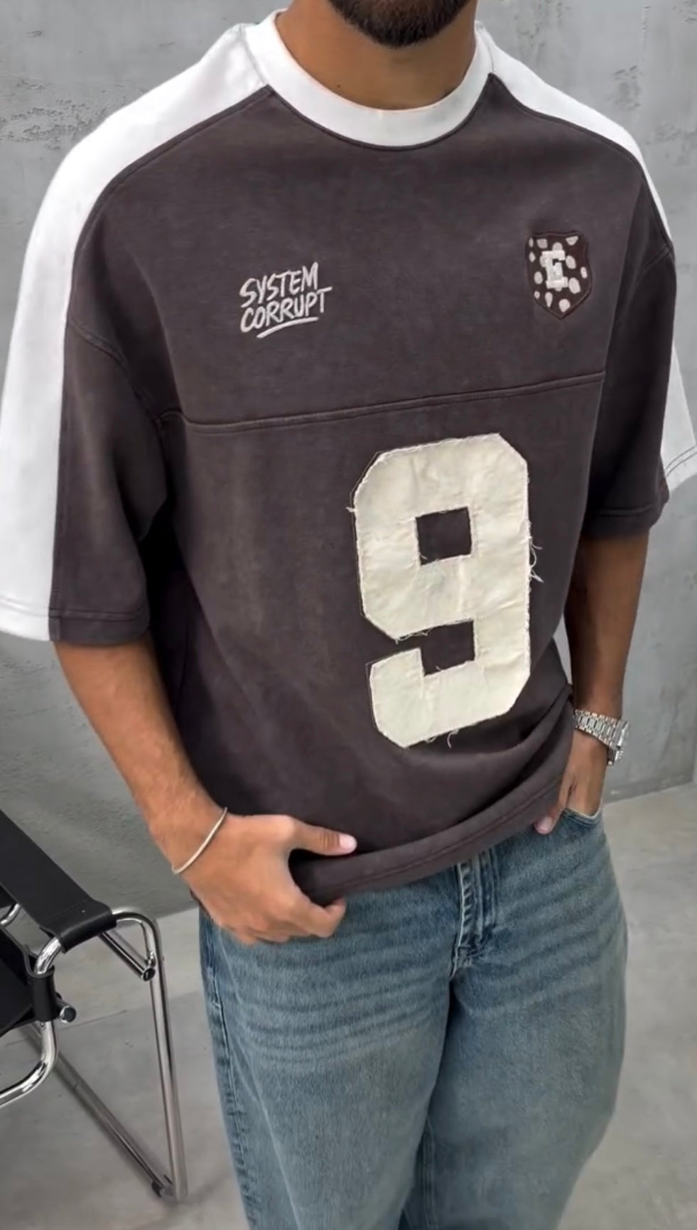 Vintage No. 9 Oversized Varsity T-Shirt