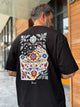 Black Oversize T-Shirt with Back Floral Embroidery - 6