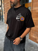 Black Oversize T-Shirt with Back Floral Embroidery - 1