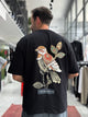 Black Motif Bird Patch Oversize T-Shirt - 6