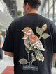 Black Motif Bird Patch Oversize T-Shirt - 4