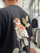 Black Motif Bird Patch Oversize T-Shirt - 3