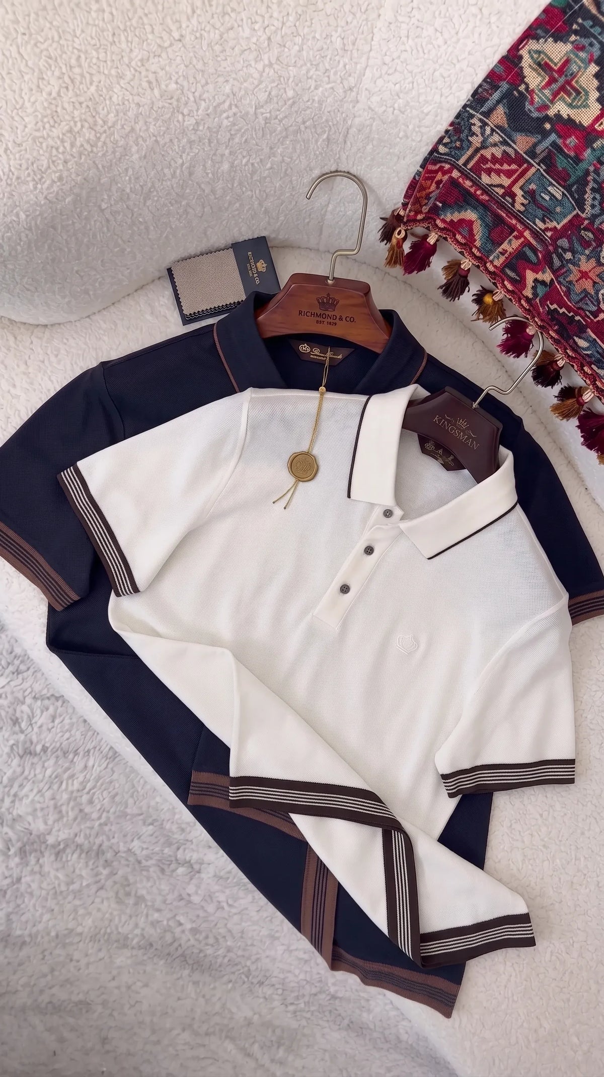 Collared Shirt with Contrast Striped Trim