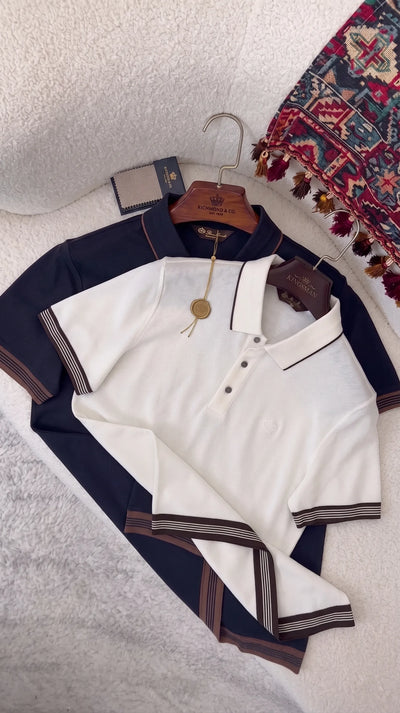 Collared Shirt with Contrast Striped Trim