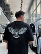 Black Hologram Owl Print Oversize T-Shirt - 5