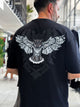 Black Hologram Owl Print Oversize T-Shirt - 4