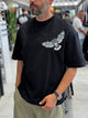 Black Hologram Owl Print Oversize T-Shirt - 1