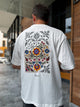 White Oversize T-Shirt with Back Floral Embroidery - 6