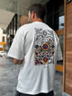 White Oversize T-Shirt with Back Floral Embroidery - 5