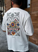 White Oversize T-Shirt with Back Floral Embroidery - 4