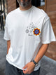 White Oversize T-Shirt with Back Floral Embroidery - 2