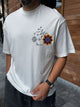 White Oversize T-Shirt with Back Floral Embroidery - 1